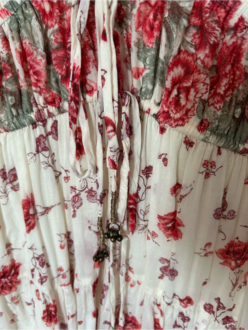 Free People Lysette Ivory Floral Maxi Dress Tea Combo Print Rose Sz S - Picture 13 of 16
